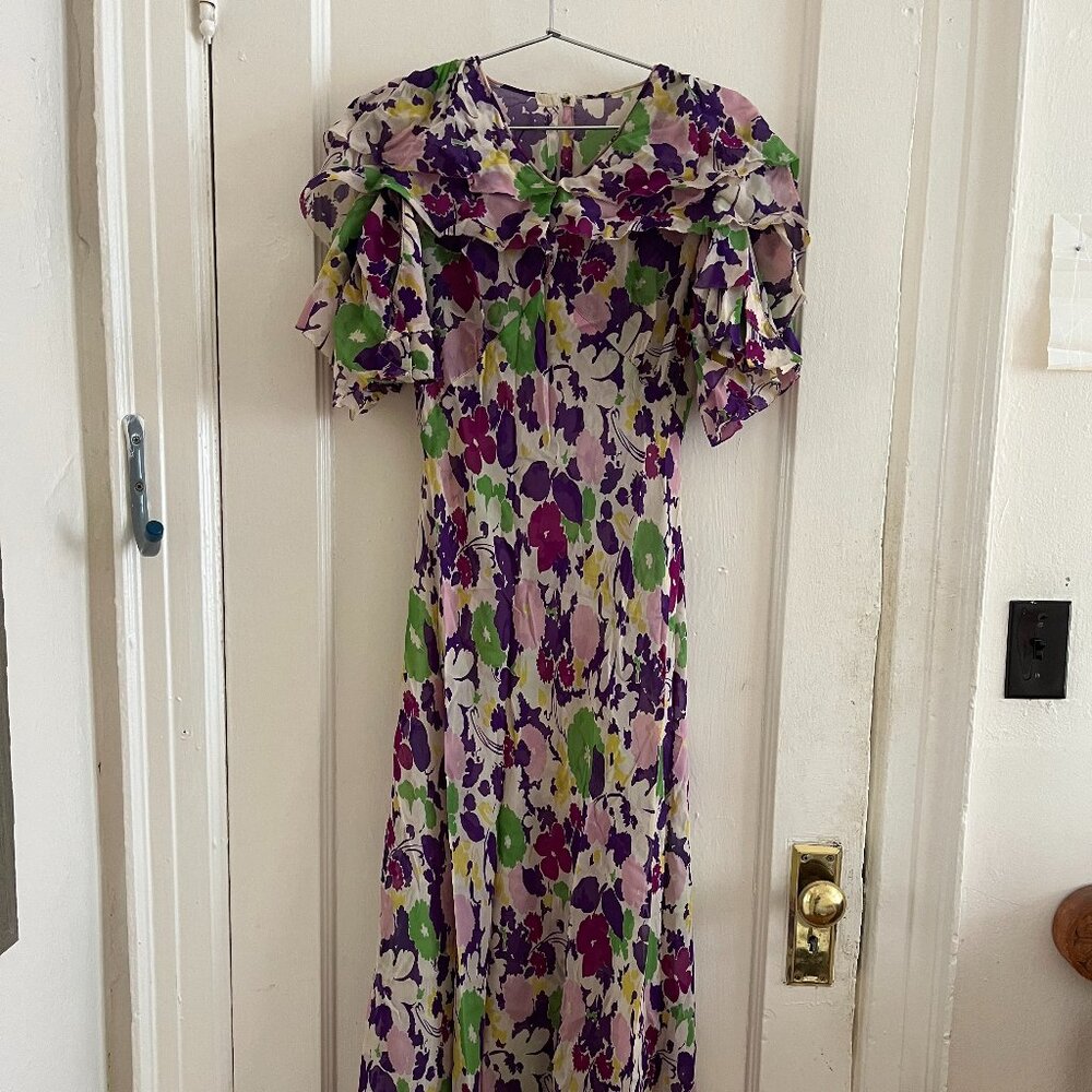Chiffon Floral Gown, 1930s Vintage